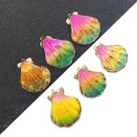Brass Shell Pendants, with Brass, plated, Unisex, multi-colored, 30x37- 