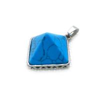 Gemstone Zinc Alloy Pendants, Natural Stone, with Zinc Alloy, Pyramidal, silver color plated & Unisex 