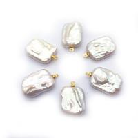 Freshwater Pearl Pendants, Rectangle, polished, Unisex, white 
