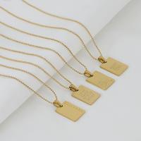 Stainless Steel Jewelry Necklace, 304 Stainless Steel, with 1.97inch extender chain, Rectangle, 18K gold plated, fashion jewelry & for woman, golden Approx 17.72 Inch 