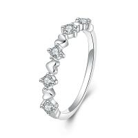 Cupronickel Finger Ring, platinum plated & for woman & with rhinestone, 1.66mm 