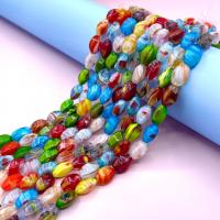 Refined Lampwork Beads, Drum, polished, DIY & twist, mixed colors Approx 