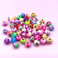 Polymer Clay Jewelry Beads, Round, brushwork, DIY mixed colors, 6/8/10mm 
