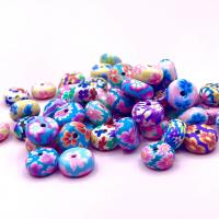 Polymer Clay Jewelry Beads, Flat Round, brushwork, DIY, mixed colors 