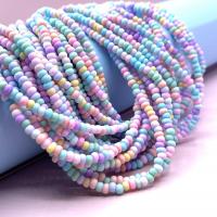 Perles en verre rocaille opaque, Seedbead, Plat rond, DIY, couleurs mélangées, 4mm Environ 1.6mm Vendu par brin