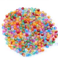 Crackle Acrylic Beads, Round, DIY & ice flake, mixed colors, 8/10/12mm Approx 2.5mm 