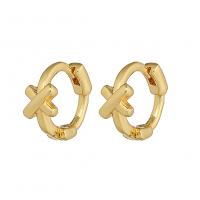 Brass Huggie Hoop Earring, gold color plated & for woman 