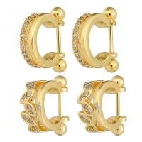 Brass Huggie Anneau d'oreille, laiton, Placage de couleur d'or, styles différents pour le choix & pavé de micro zircon & pour femme, Vendu par paire