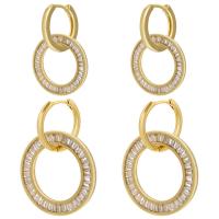 Huggie Hoop Drop Earring, laiton, Placage, normes différentes pour le choix & pavé de micro zircon & pour femme, plus de couleurs à choisir, Vendu par paire