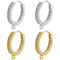 Brass Huggie Hoop Earring Finding, plated, micro pave cubic zirconia & for woman 