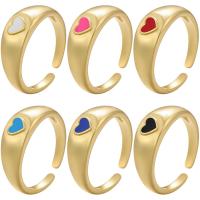 Brass Finger Ring, gold color plated, Adjustable & for woman & enamel 20.5mm 