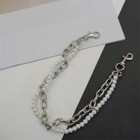 Bag Straps, Zinc Alloy, with Plastic Pearl & Iron, platinum color plated, Double Layer & punk style & for woman Approx 46 cm 