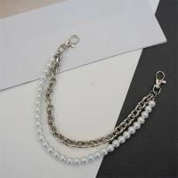 Bag Straps, Zinc Alloy, with Plastic Pearl & Iron, platinum color plated, Double Layer & punk style & for woman, 10mm Approx 40 cm 