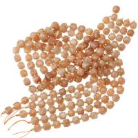 Sun Agate Beads, with Seedbead, Square, DIY & faceted, light reddish orange Approx 15.5 Inch 