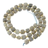 Labradorit Perlen, mit Seedbead, Würfel, DIY, grau, 6x6x6mm, Länge:ca. 15.1 ZollInch, verkauft von Strang