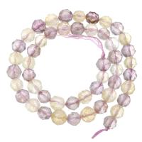 Natural Ametrine Beads, Round, DIY & faceted, two different colored Approx 15.5 Inch 
