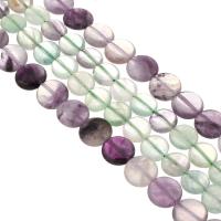Fluorit Perlen, Buntes Fluorit, flache Runde, DIY & verschiedene Größen vorhanden, farbenfroh, Grade A, Länge:ca. 16 ZollInch, verkauft von Strang