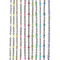 304 Edelstahl Halskette Gliederkette, mit Kunststoff, Vakuum-Ionen-Beschichtung, DIY & Oval-Kette, keine, 1mm,2mm, Länge:ca. 17.5 ZollInch, verkauft von PC