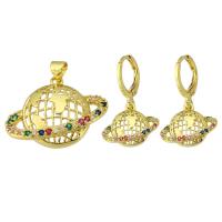 Cubic Zirconia Micro Pave Brass Pendant, gold color plated, fashion jewelry & micro pave cubic zirconia & for woman, multi-colored Approx 3.5mm 
