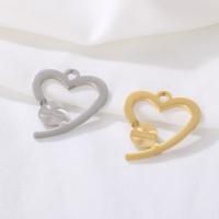 pendentifs de cœur en inox , Acier inoxydable 304, coeur, DIY, plus de couleurs à choisir Vendu par PC