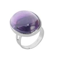 Gemstone Zinc Alloy Finger Ring, Brass, with Gemstone, platinum color plated & for woman 