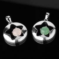 Gemstone Zinc Alloy Pendants, with Gemstone, platinum color plated & Unisex 