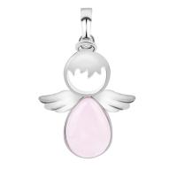 Gemstone Zinc Alloy Pendants, with Gemstone, Angel, platinum color plated & for woman, 42mm 