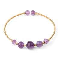 Zinc Alloy Cuff Bangle, with Gemstone, gold color plated & for woman, golden, Inner Approx 55mm 