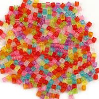 Pendentifs en plastique de couleur opaque, Carré, moulage par injection, DIY & transparent, couleurs mélangées Environ 3.5mm Vendu par sac