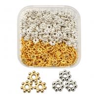 Zinc Alloy Spacer Beads, with Plastic Box, Flower, plated, DIY, mixed colors, 4mm 