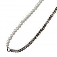 Plastic Pearl Necklace, Zinc Alloy, with Plastic Pearl & Iron, with 2.75inch extender chain, platinum color plated, punk style & Unisex Approx 19.6 Inch 