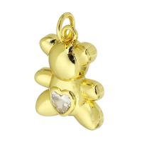 Cubic Zirconia Micro Pave Brass Pendant, Bear, gold color plated, micro pave cubic zirconia Approx 4mm 