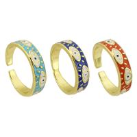 Латунь Манжеты палец кольцо, плакирован золотом, Регулируемый & Женский & эмаль, Много цветов для выбора, размер:8, продается PC