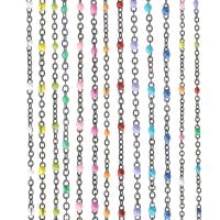 Stainless Steel Ball Chain, 304 Stainless Steel, with Plastic, Vacuum Ion Plating, DIY & oval chain 2*1mm 