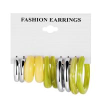 alliage de zinc Boucles d'oreilles, avec Acrylique, 5 pièces & bijoux de mode & pour femme, plus de couleurs à choisir, Vendu par fixé