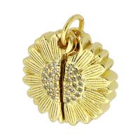 Cubic Zirconia Micro Pave Brass Pendant, gold color plated, fashion jewelry & DIY & micro pave cubic zirconia & for woman, golden 