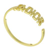 Brass Cuff Bangle, Alphabet Letter, gold color plated, Adjustable & fashion jewelry & for woman, golden, 5mm, Inner Approx 59mm 