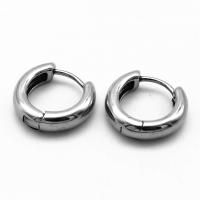 Stainless Steel Huggie Hoop Earring, 316 Stainless Steel, Donut, vintage & Unisex, silver color 