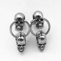 Stainless Steel Drop Earring, 316 Stainless Steel, Skull, vintage & Unisex & blacken 