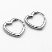 Stainless Steel Hoop Earring, 316 Stainless Steel, Heart, vintage & for woman, original color 
