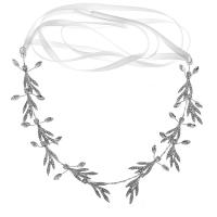 Headband, Zinc Alloy, with Organza, silver color plated, for woman & with rhinestone, silver color 