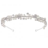 Hair Bands, Zinc Alloy, with Plastic Pearl, silver color plated, for woman & with rhinestone, silver color 