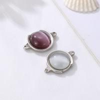 Stainless Steel Charm Connector, 304 Stainless Steel, with Cats Eye, DIY, original color 