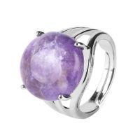 Gemstone Zinc Alloy Finger Ring, with Gemstone & for woman 
