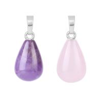 Gemstone Brass Pendants, with Gemstone, Teardrop, platinum color plated & for woman 