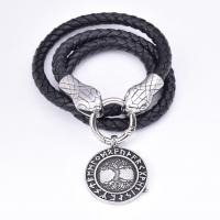 316 Stainless Steel Necklace, with PU Leather, Snake, fashion jewelry & for man & blacken, Jet 