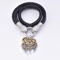 PU Leather Cord Necklace, with 316 Stainless Steel, Claw, fashion jewelry & for man & blacken, black 