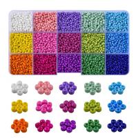 DIY Bracelet Beads Set, Glass Beads, Elastic Thread & cord & beads & tweezers, with Plastic Box, silver color plated, 15 cells, mixed colors Approx 