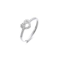 Cubic Zirconia Micro Pave Sterling Silver Finger Ring, 925 Sterling Silver, plated, Adjustable & micro pave cubic zirconia & for woman 