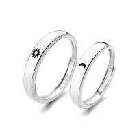 Couple Finger Rings, 925 Sterling Silver, platinum plated, Adjustable 